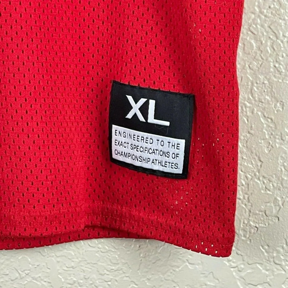 Nike T-Shirt Men's Sz XL Dri-Fit Next Level V-Neck Short Sleeve Jersey Red - Picture 6 of 8